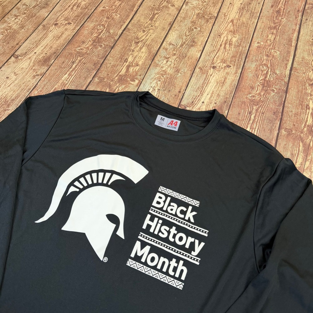 A4 N3165 Spartan Black History Month Shirt Mens Medium Black Long Sleeve Graphic